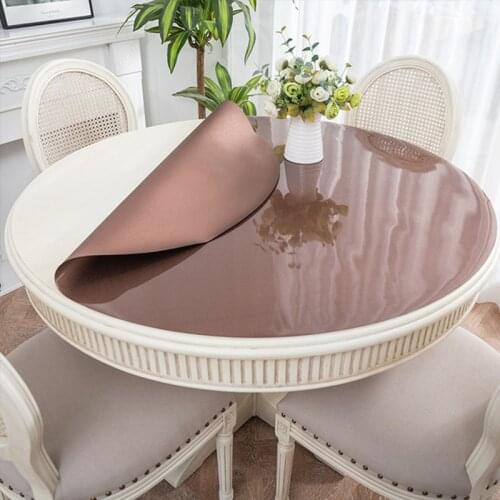 60cm Waterproof Tablecloth PVC Heat Resistant Round Dining Table Cover Oilproof Placemat Home Kitchen Dinner Table Decor
