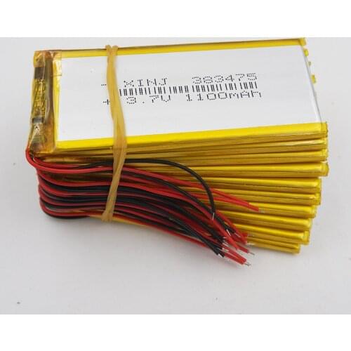 XINJ 10pcs 3.7V 1100mAh lithium-polymer battery li po Li ion cell 383475 For Camera E-book Driving Telephone watches Tablet PC
