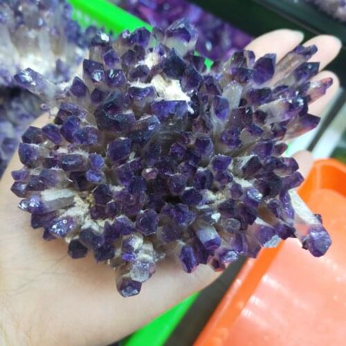 1pcs 400-500g Natural Amethyst cluster raw stones geode reiki healing quartz crystal minerals gemstone remove negative energy