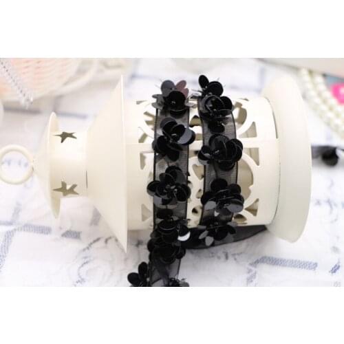 1 yards Sequins Beaded Lace Ribbon for DIY Crafts Hairwear Bow Material Bag Clothing Accessories Sewing Decoration Trims