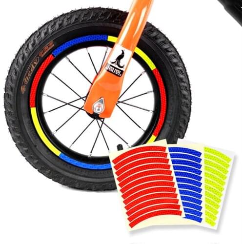 12pc/sheet Wheel Decals Childrens Balance Bike Reflective Sticker Reflective Tire Applique Tape Decorative Rim Car Accessories