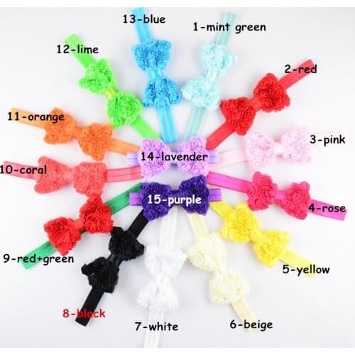 20 pcs/lot , Shabby Chiffon Rose Bow Headband Fold Over Elastic Stretch Headband for babies and children
