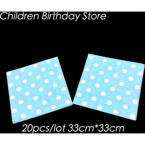 20pcs/pack blue dots theme disposable napkins polka dots theme birthday party decorations blue dots towels paper napkins