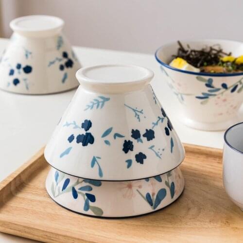 5 inch ceramic bowl floral printed under glazed rice soup noodles fruit bowls Japan style porcelain cutlery birthday gifts
