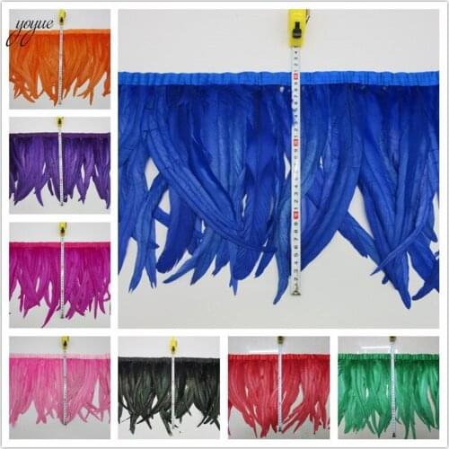 50 Meter 30-35CM Chicken Cock Feathers Trim Cloth Sideband Chicken Rooster Tail Feather Trims Party Clothing Wedding Decoration