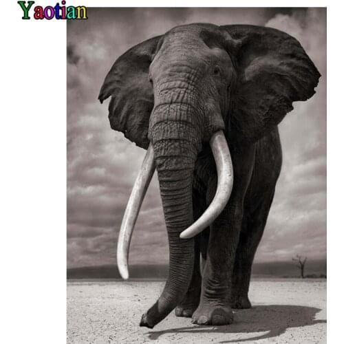 Full Drill Round Diamond Painting Africa Elephant Diamond Mosaic Diy Diamond Embroidery Animal Cross Stitch Home Decoration