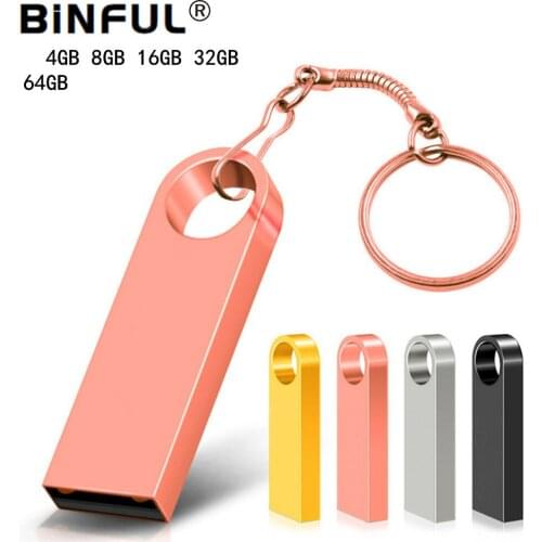 BiNFUL Pen Drive Keychain Print Logo Usb Stick Metal Usb Flash Drive 4G 8G 16G 32G 64G Pendrive Flash Memory Card Business Gift