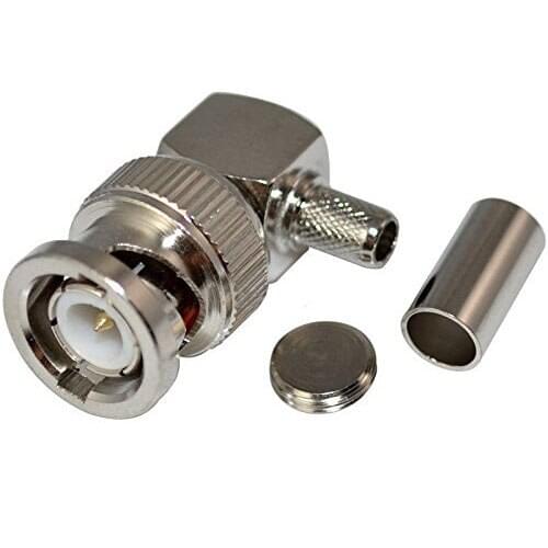 BNC Male Plug Right Angle Crimp for RG58 RG400 RFC195 RF Coax Adapter connector,silver