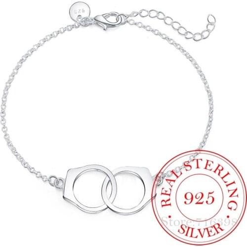 925 Sterling Silver Bracelet Korean Handcuffs Shaped Charm Bracelets & Bangles Chains For Men and Women Fine Jewelry Party Gift