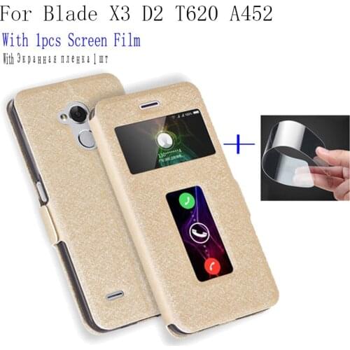 Smart View window PU leather case For ZTE Blade X3 Blade D2 cover shell phone cases Blade T620 Blade A452 flip case back cover