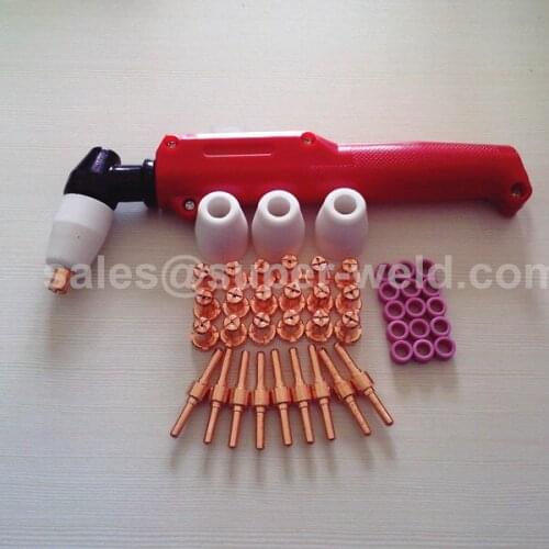 PT31/JG40 Hand Use Torch Head With Power Switch+Extended Nozzle 15pcs +15pcs Extended Electrode+5pcs shield +10pcs Swirl Ring