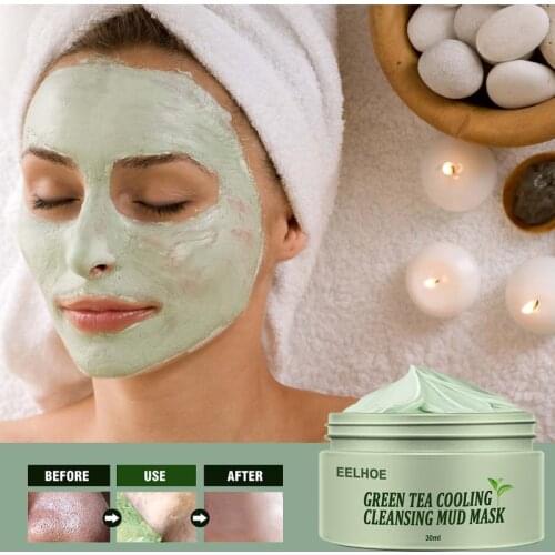 Mud Mask Improve Facial Dullness Green Tea Oil Control Acne Clearing Peel Off Mask Brighten Skin Tone Deep Cleaning Pores TSLM1