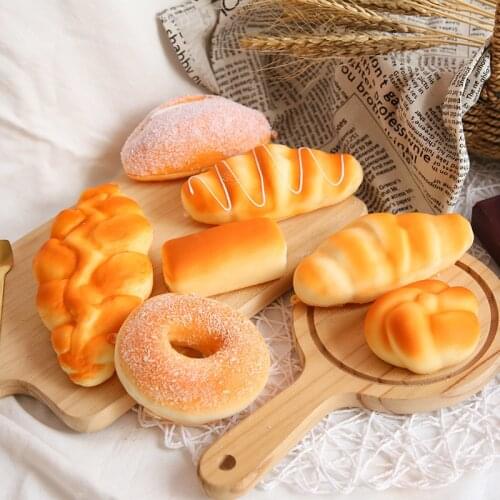 PU Artificial Bread Mini 3D Food Model Croissant Baguette Bamburger Simulation Doughunt For Earrings Keychain Fake Diy Bakery