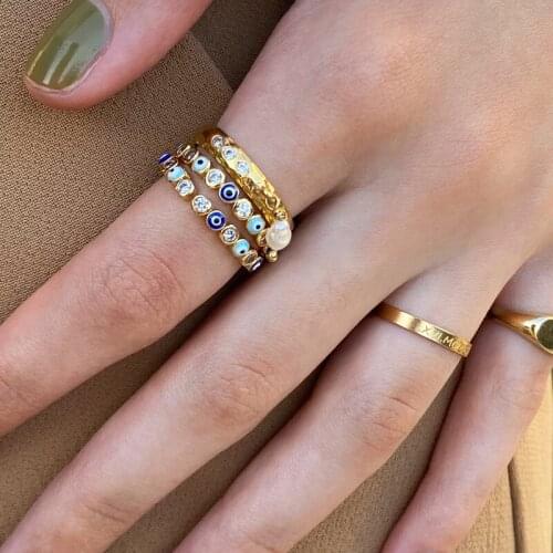 Evil Eye Ring, Minimalist Ring, Gold Ring, Dainty Ring, Stackable Rings, Dainty Evil Eye Rings, Gold Stacking Rings