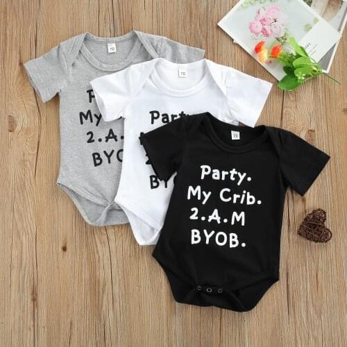 2021-03-23 Lioraitiin 0-18M Infant Newborn Baby Boy’s Short-sleeved Romper Summer Unique Letters Printing Triangle Jumpsuits