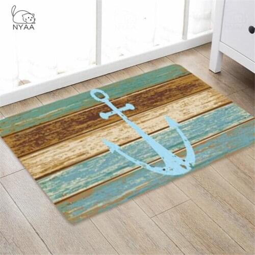 Anchor Wood Grain Kitchen Floor Rug Door Floor Mat Non-Slip Rug For Living Room Hallway Bedroom Bathroom Rug Floor Mat Carpet