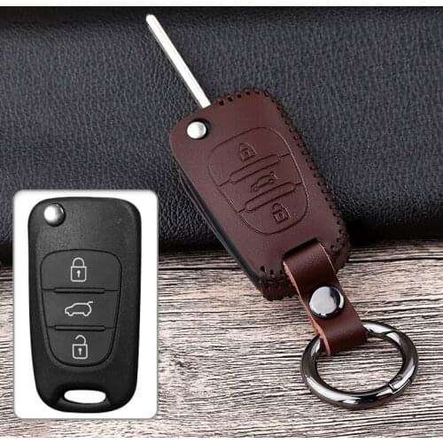 Leather Car Key Case Cover For Hyundai i20 i30 i40 IX25 Creta IX35 HB20 Solaris Elantra Accent For Kia K2 K5 Rio Sportage Ceed
