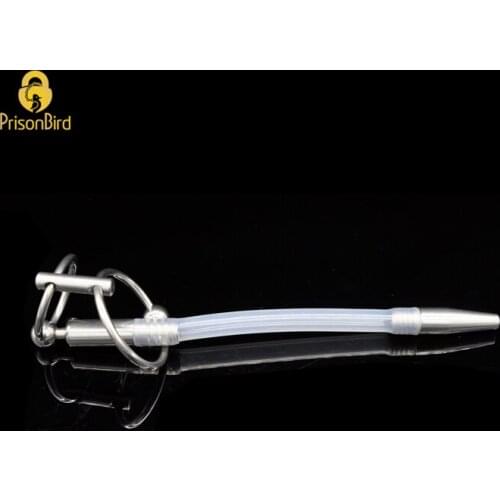 Male Stainless Steel Urethra Catheter with 2 Size Cock Ring,Penis Urinary Plug,Sex Toy,Urethra Stimulate Dilator A104