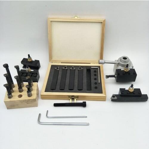 Quick Change Post Holder Kit Boring Bar Turning Tool Set Holder for CNC Mini Lathe with 3/8" Boring Bar & Indexable Blade