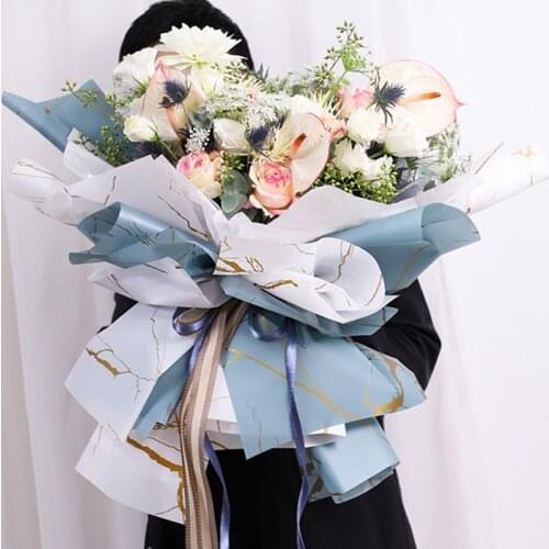 New Gift Box Wrapping Crafts Paper Waterproof DIY Flower Packing Gold Arts Origami Paper Marble