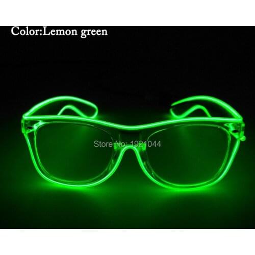 Newest 10 colors Choice EL Wire Glowing Transparent Sunglasses Cosplay Glasses for Halloween birthday party Supplies