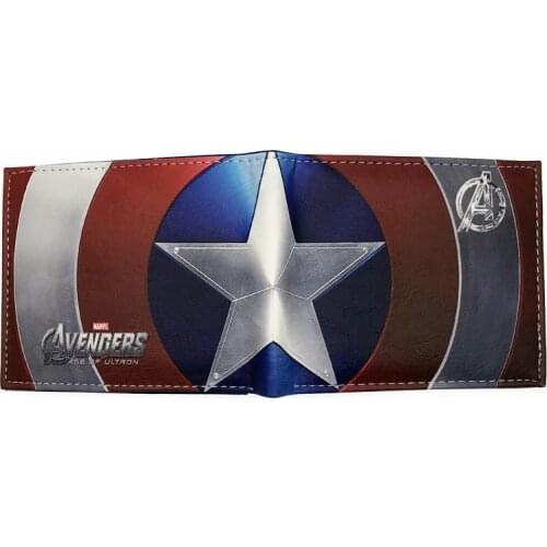 2021 New Comics Wallet Captain America Card Bags Famous Amine Cartoon Purse Leather Male Casual Branded Wallets