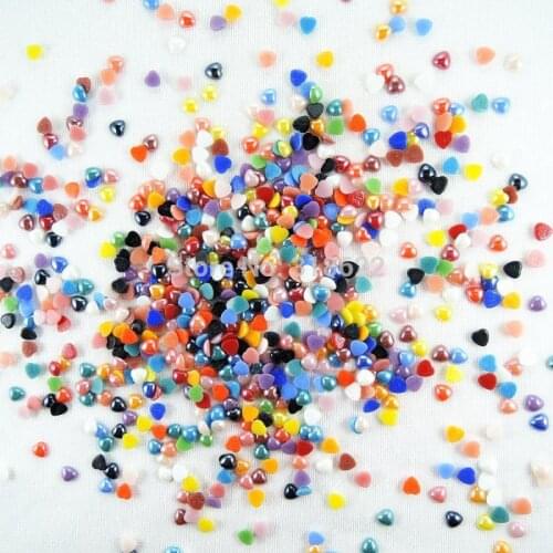 New 6mm 200pcs Heart DIY Nail Sticker Flatback Beads Flat back Glass Garment Jewelry Phone Case Nail Art Decor Materials Crafts