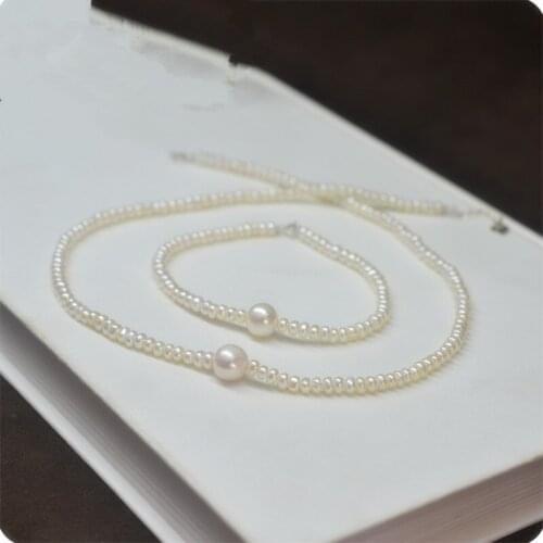 New natural freshwater pearls irregular AA small 4-5MM Big size 9-10MM necklace bracelet set 925 sterling silver clasp