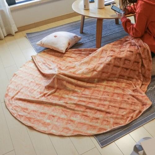 New Waffles Blanket Soft And Comfortable Giant Round Beach Blanket Novelty Soft Flannel Food Tortilla Blanket For Adults