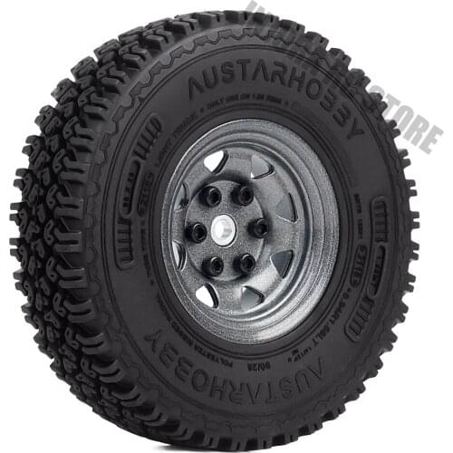 4PCS Aluminum Alloy BEADLOCK Wheel Rim &Rubber Tires 1.55 Inch Tyre for RC Crawler Axial 90069 D90 TF2 Tamiya CC01 LC70 MST