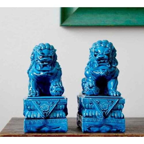 One Pair Ceramic Procelain Foo Dog Foo Lion