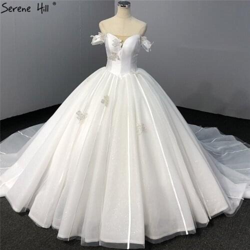 Serene Hill Ivory Off Shoulder Sexy High-end Wedding Dress 2020 Vintage Sequined Sparkle Bridal Gown Custom Made CHA2331