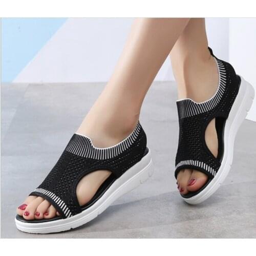New fashion women sandals summer new platform sandal shoes breathable comfort shopping ladies walking shoes white black