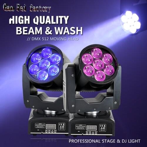 Stage Light 7X12W Mini Moving Head LED Wash Zoom DMX Light RGBW 4In1 Lyre Beam For Disco DJ Party Show