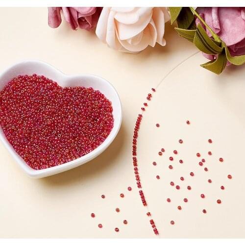 SeaGreen 12/0 Round Glass Seed Beads Spacer Bead for DIY Jewelry Bracelets Transparent Colours Rainbow 2x1.5mm about 3300pcs/50g