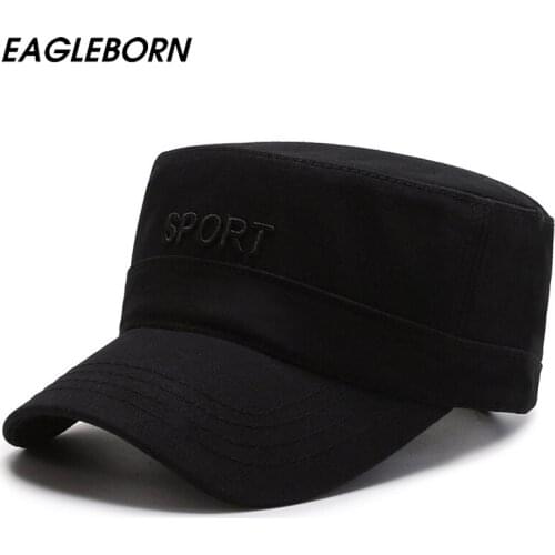 New Men Military Hat Dad Hat Middle-aged Men Hat Black Army Green Military Hat Flat Top Embroidery Letter Sport Cap Embroidery
