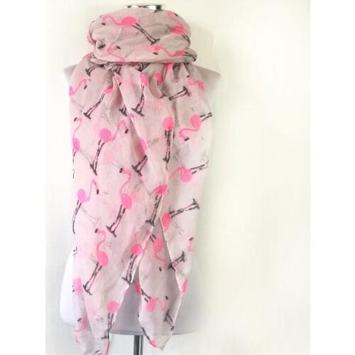 New Fashion Flamingo Animal Scarf warm Scarves in Beige Grey Long Scarf bird scarf for women