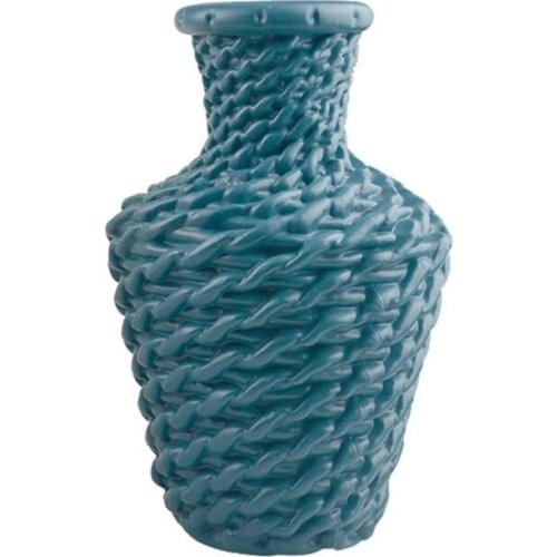Nordic Plastic Vase Imitation Ceramic Flower Pot Weave Plants Arrangement Container Home Decoration