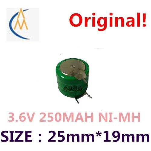 Brand new and authentic Ni-MH button type rechargeable battery / button 250mah 3.6V tripod with solder pin high capacity memory