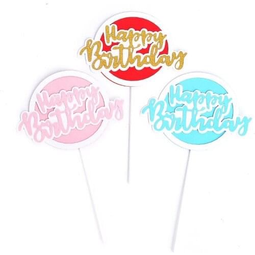 Happy Birthday Cake Topper Paper Letter Cupcake Topper Insert For Birthday Party Cake Decorations Baking Supplies