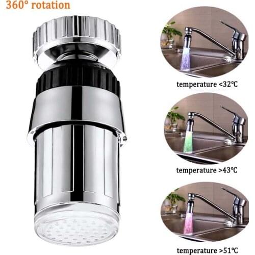 Three-color Temperature Control Filter Faucet 360°rotating Universal Anti-splash Filter Internal Thread Interface 22mm