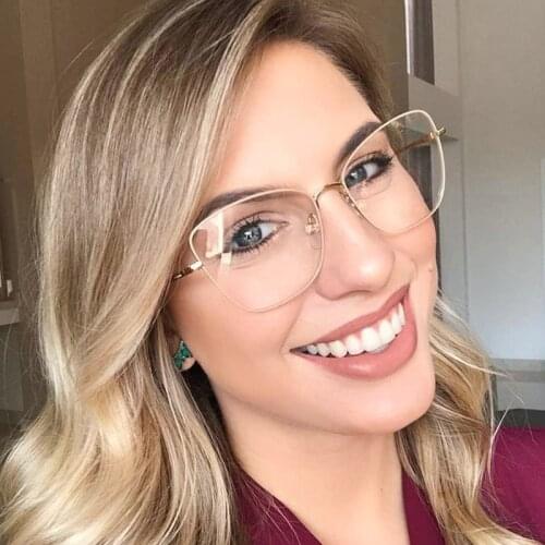 Trendy Oversized Blue Light Glasses Women Fashion Brand High Quality Transparent Sexy Cat Eye Glasses Frame Spectacles