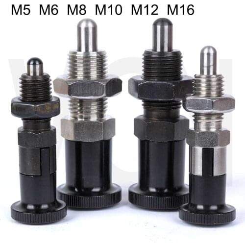 Stock VCN210 Indexing plungers,spring plungers,spring lock pin,aluminum knob, Screw with spring pin ,fine thread M8M10M12M16
