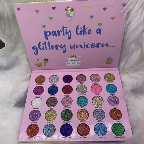 Waterproof 30 Colors Glitter Eye shadow palette party like a glittery unicorn eye pressed powder cosmetics 12pcs/lot DHL Free