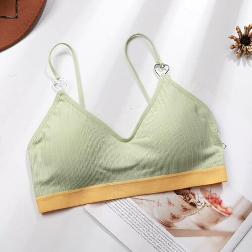 Women Cotton Thread Camisoles Back Thin Strap Anti-Lighting Underwear Patchwork Color