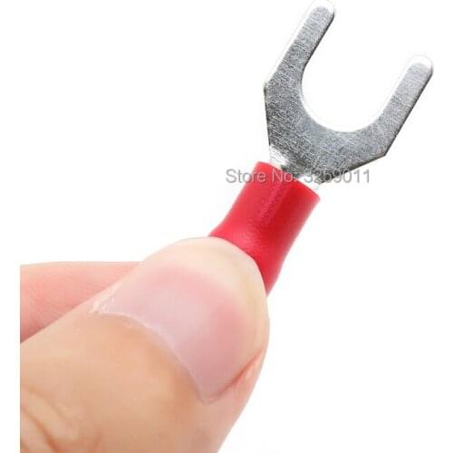 100PCS SV5.5-5 12-10AWG Spade Pre-Insulating Electrical Crimp Terminal block TYPE TU-JUK U-type Cold-pressed Fork Wire Connector