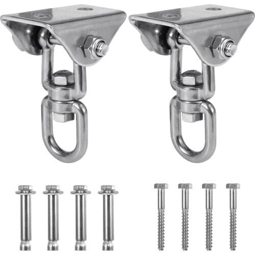 2 Pack Heavy Duty Swing Hangers Set 360° Swivel Swing Hangers Antirust Stainless Steel Hook for Concrete and Wooden Swing Sets