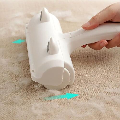 2-Way Remove Pet Hair Roller Dog Hair Remover Brush Carpet Cleaning Brush Cat Lint Sticking Roller Carpet Cleaner Brushes Gloves