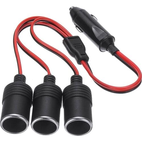 3 Way Cigarette Lighter Socket Splitter Extension Cord 15A 12V USB Charger Power Adapter Plug Connector