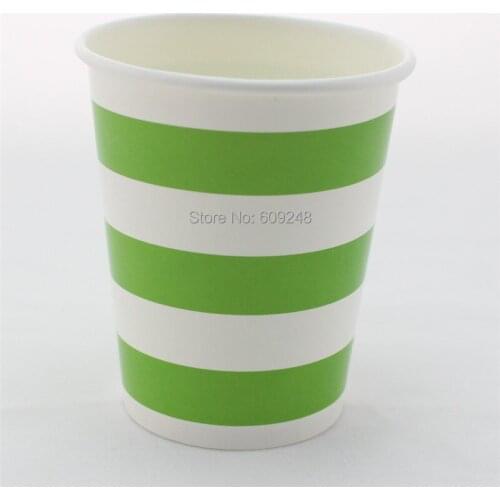 60pcs 90Z Christmas Wedding Birthday Party Green Striped Paper Cups Drinking Bulk,3 Days Delivery on Orders over $100